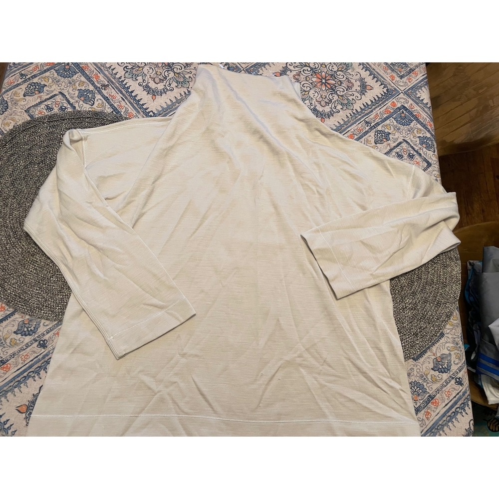 Lululemon Funnel Neck Long Sleeve Pullover Top Heathered Cream Tan Womens L/XL